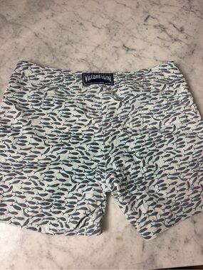 Vilebrequin Men’s Light Blue Fish-Print Hybrid Shorts